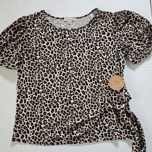 New Parallel skies Women Animal Print Top Ties in Front. Size xl